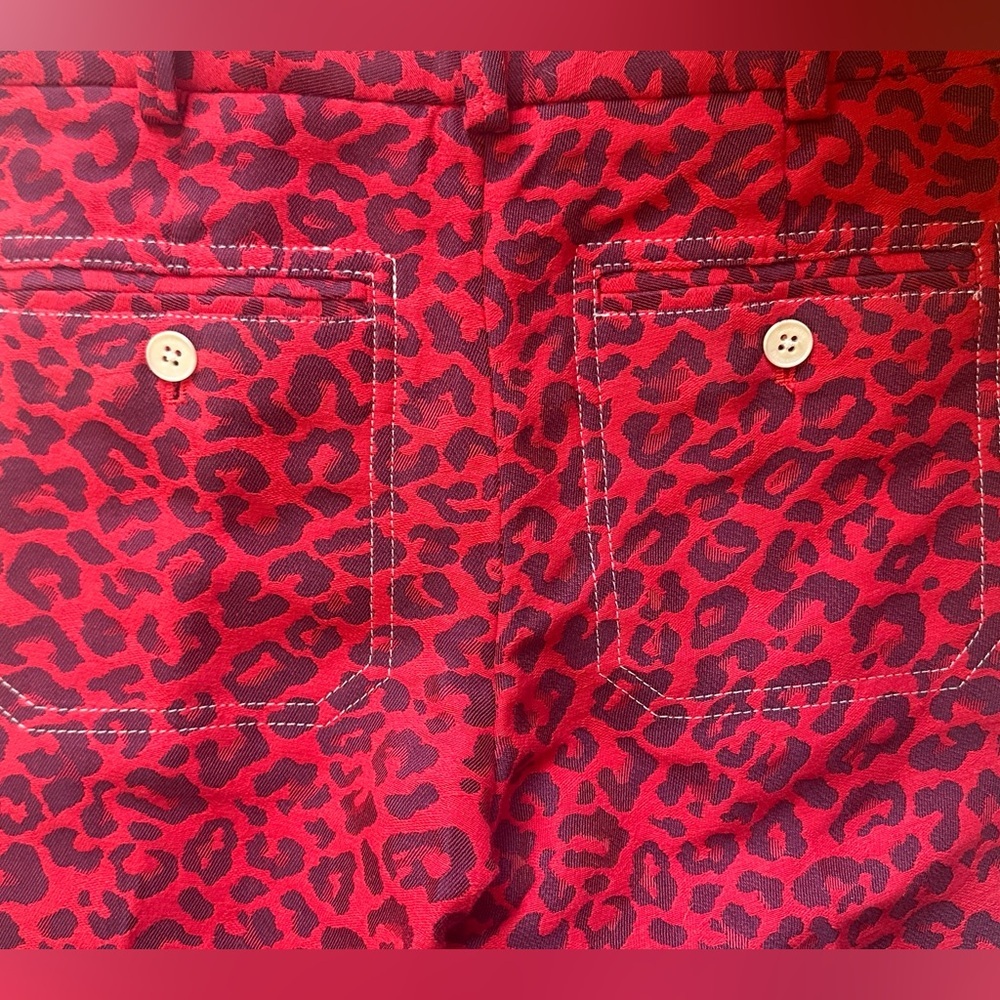 Zadig & Voltaire “Prune Jac Leo” Red/Black Leopard Jacquard Pants FR 34 / US 2 - Picture 5 of 9